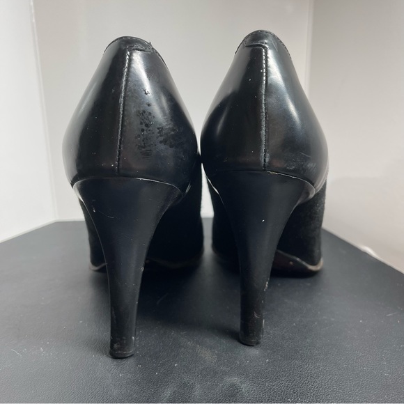 TOD'S Classic Black Suede Leather Trim Pumps Pointed Toe Slip On Heel Sz 37-US 7 - Picture 9 of 15